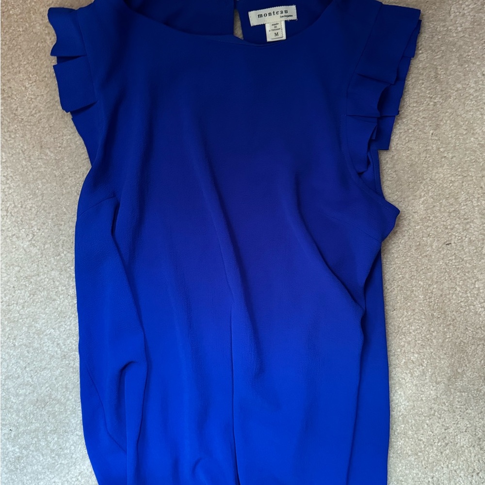 Women's Blue Ruffle Sleeve Top